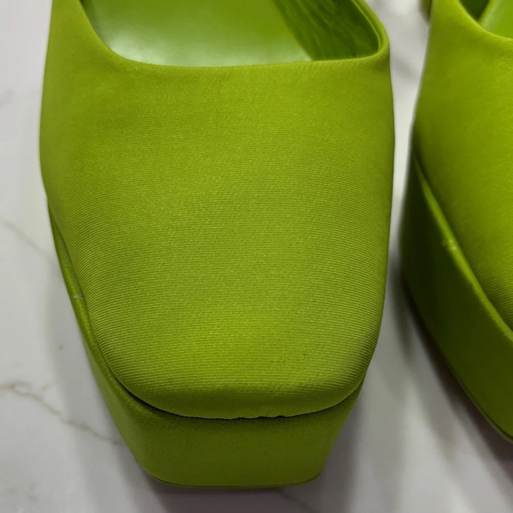 Zara Lime Green Platform Ankle-Tie Heels